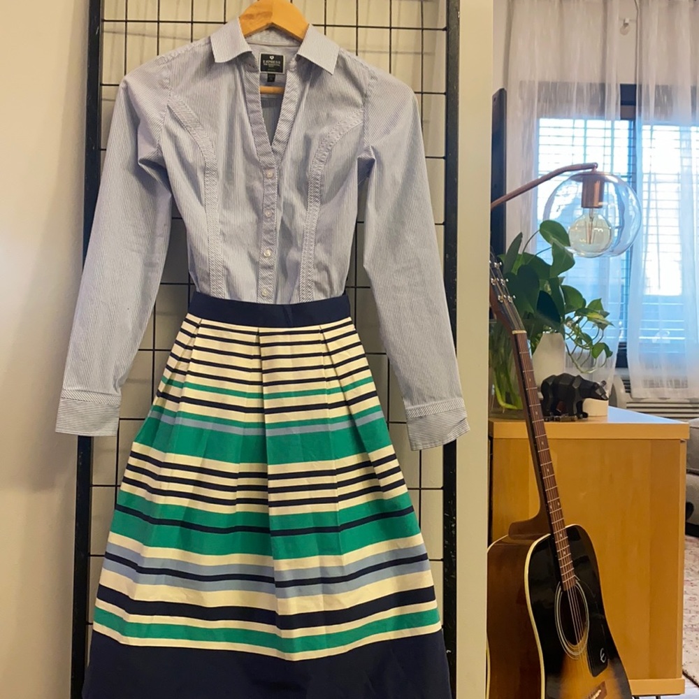 Express Original Ultimate Essential Shirt / Blue Pinstripe
